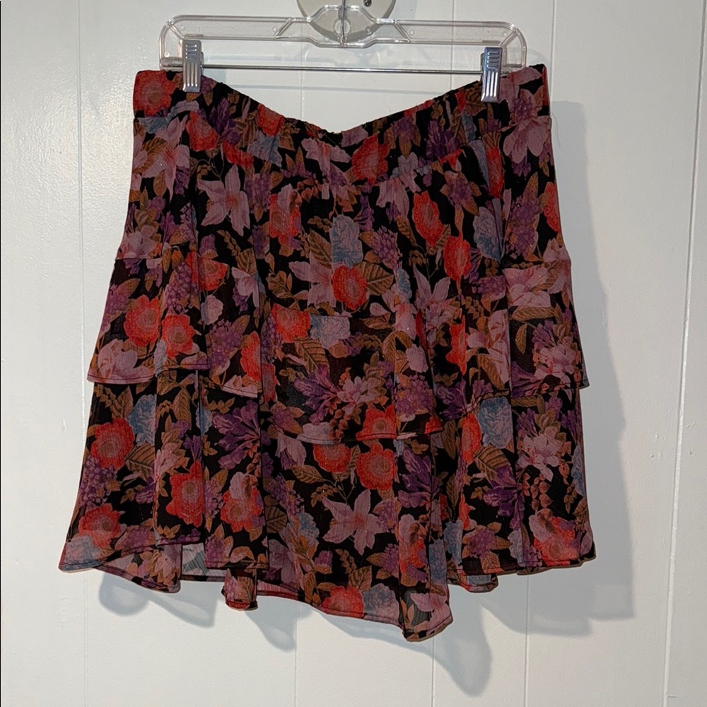 Mini Crinkle Lurex Tiered Skirt